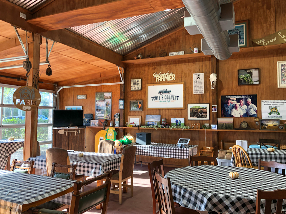 Enjoy some cool air and breakfast or lunch at Scott's Country Cafe right here in Mount Dora, Florida