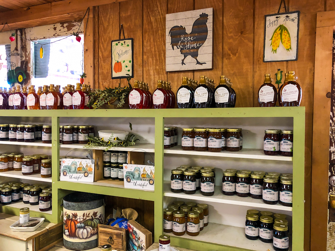 Purchase locally made jams, jellies, syrups, and sauces at Scott's Country market