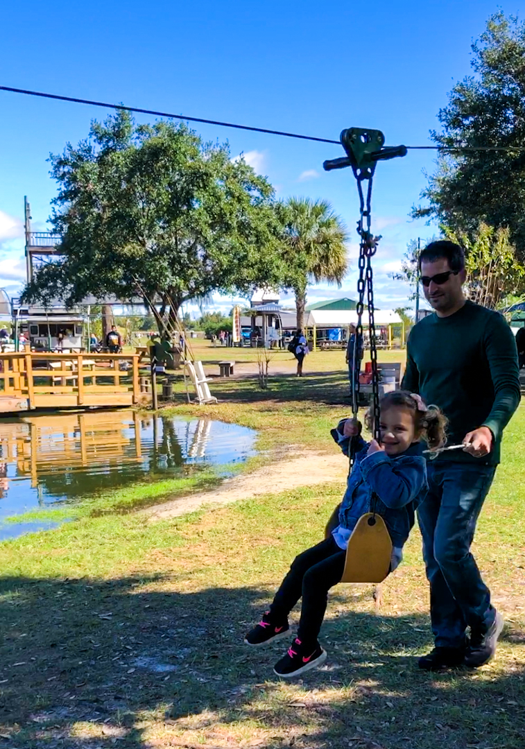 Don't forget a ride on the kids zip line! One of the many fun activities to do for a day out at Long and Scott Farms
