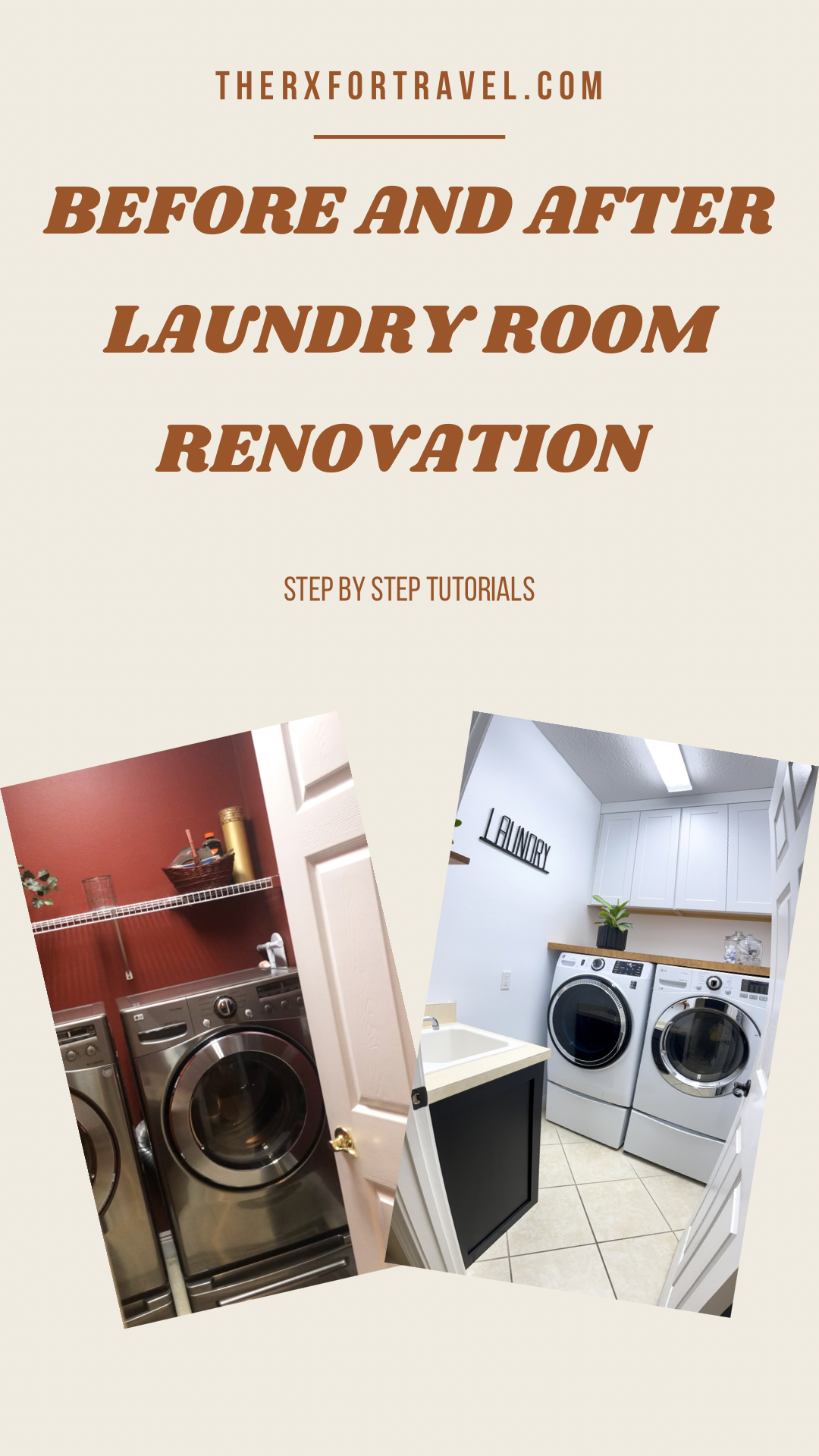 Before and After Laundry Room Renovation including step by step tutorials