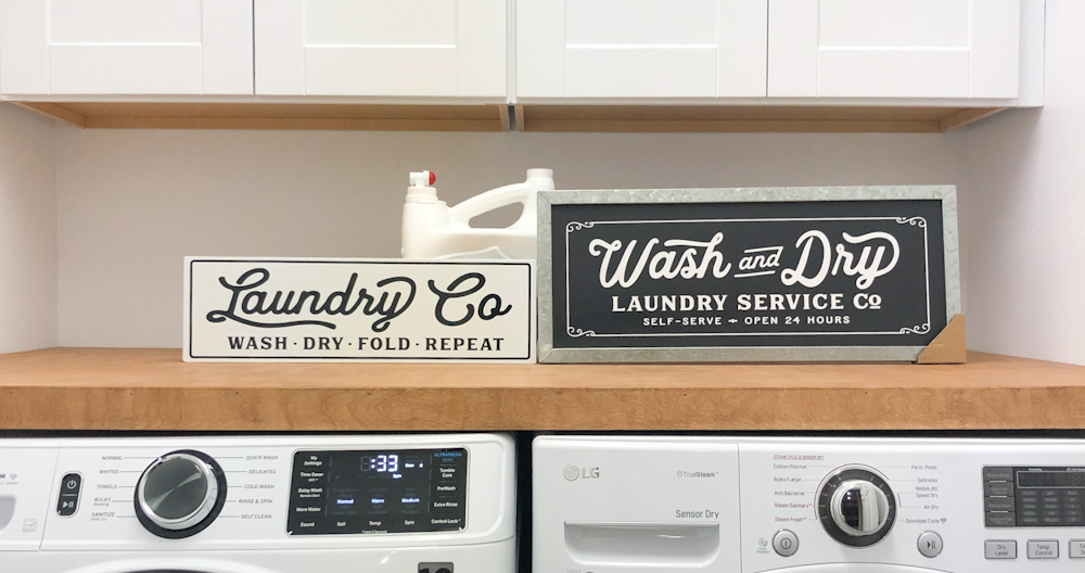loved these laundry signs too, but not the modern industrial look we were going for.