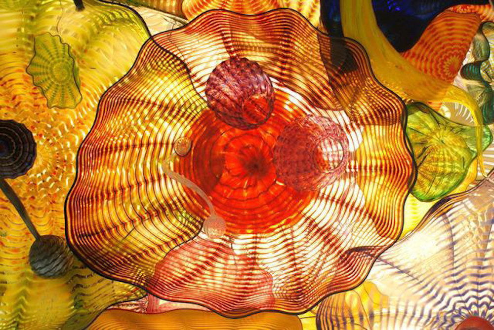 Dale Chihuly a native of Tacoma is world renowed for his glass art. Here on the Chihuly bridge of glass come see all his displays as you make your way from the Museum of Glass to the Washington State Museum. This is another one of the free things to do in Tacoma, Washington.