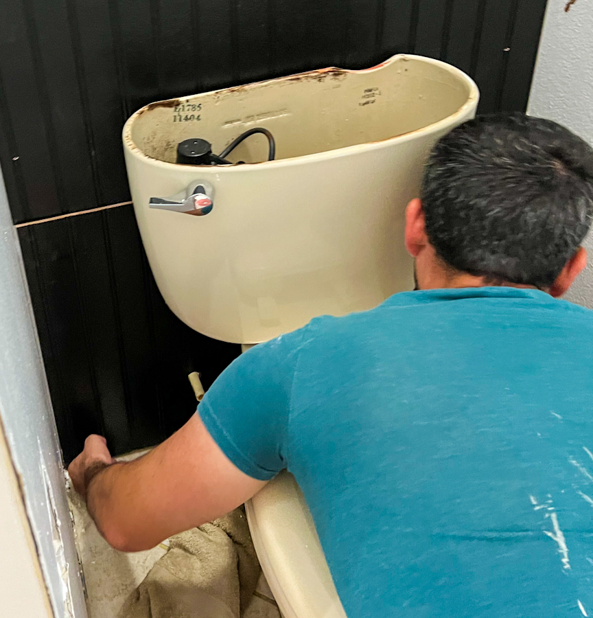 installing bead board for a modern toilet room design