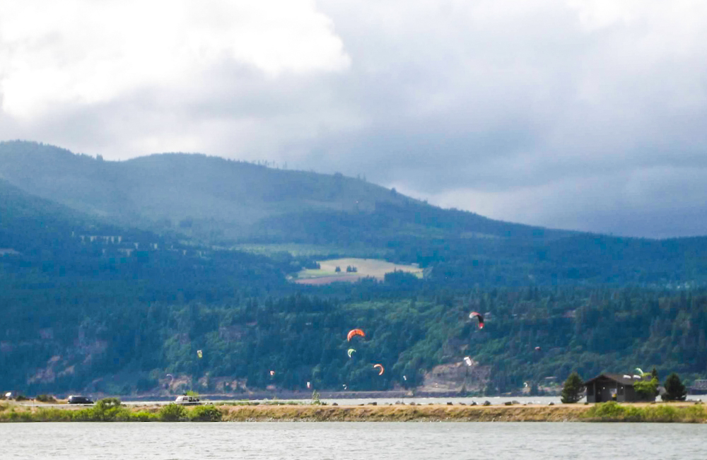 Here is where the Hood River meets the Columbia River Gorge. You can find so many river activities happening here.