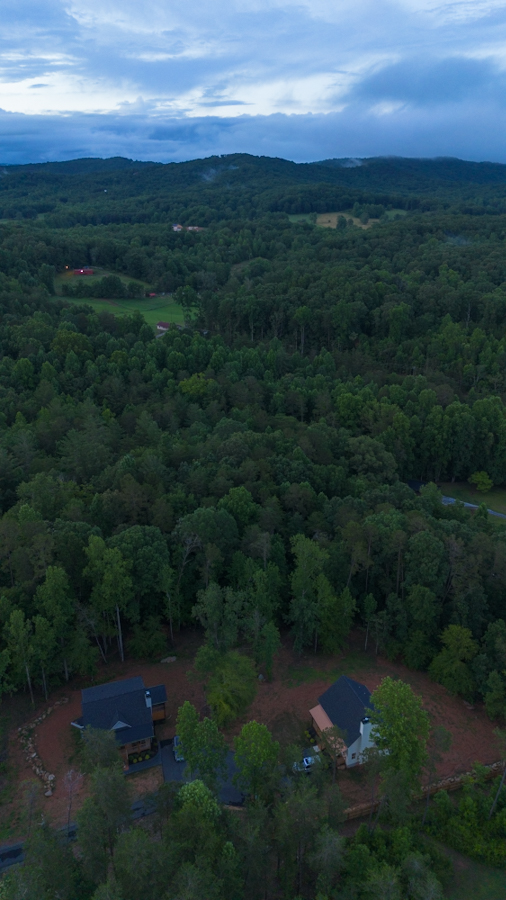 North Georgia in the Summer. Drone shot of the Blue Ridge Mountain range.