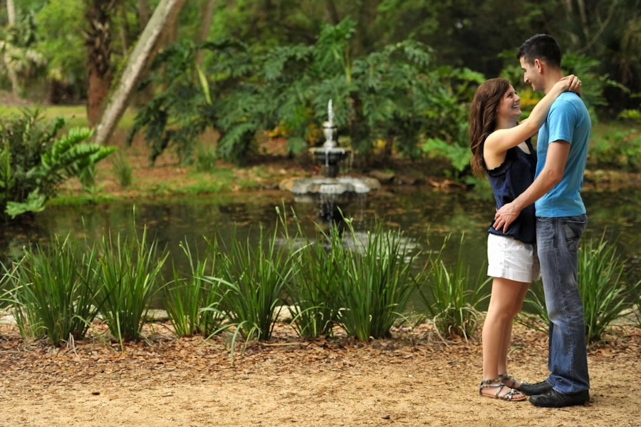 engagement photos taken at the Washington Oaks Gardens State Park in Palm Coast, Florida