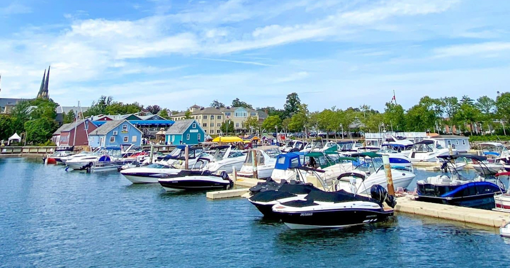 A view of the boats docked at Charlottetown Harbor in Canada